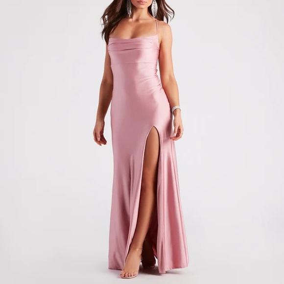 Windsor Quincy A-Line High Slit Mauve Formal Dress - Picture 1 of 7